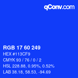 颜色代码: RGB 17 60 249 | qconv.com