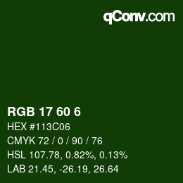カラーコード: RGB 17 60 6 | qconv.com