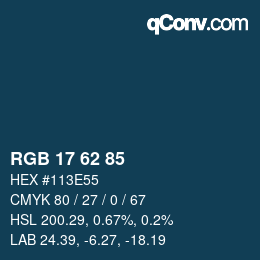 Color code: RGB 17 62 85 | qconv.com