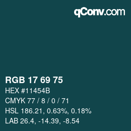 Farbcode: RGB 17 69 75 | qconv.com