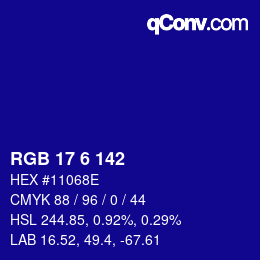 颜色代码: RGB 17 6 142 | qconv.com