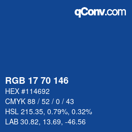 Farbcode: RGB 17 70 146 | qconv.com