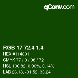 カラーコード: RGB 17 72.4 1.4 | qconv.com