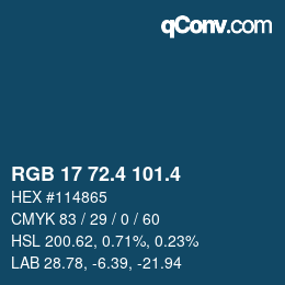 カラーコード: RGB 17 72.4 101.4 | qconv.com