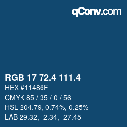 カラーコード: RGB 17 72.4 111.4 | qconv.com