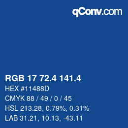 カラーコード: RGB 17 72.4 141.4 | qconv.com