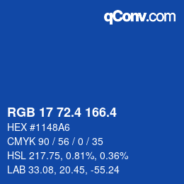 カラーコード: RGB 17 72.4 166.4 | qconv.com