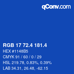 カラーコード: RGB 17 72.4 181.4 | qconv.com