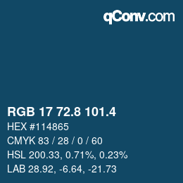 カラーコード: RGB 17 72.8 101.4 | qconv.com