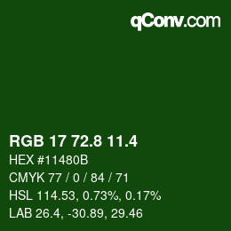 カラーコード: RGB 17 72.8 11.4 | qconv.com