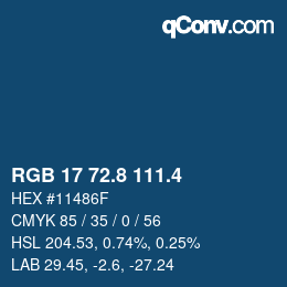 カラーコード: RGB 17 72.8 111.4 | qconv.com