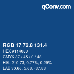 カラーコード: RGB 17 72.8 131.4 | qconv.com