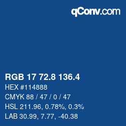 カラーコード: RGB 17 72.8 136.4 | qconv.com