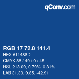 カラーコード: RGB 17 72.8 141.4 | qconv.com