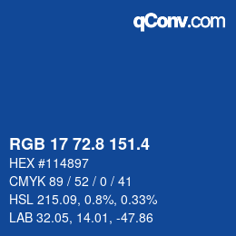 カラーコード: RGB 17 72.8 151.4 | qconv.com