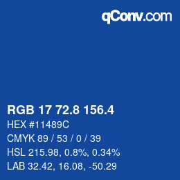 カラーコード: RGB 17 72.8 156.4 | qconv.com