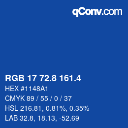 カラーコード: RGB 17 72.8 161.4 | qconv.com