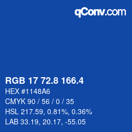 カラーコード: RGB 17 72.8 166.4 | qconv.com