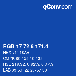 カラーコード: RGB 17 72.8 171.4 | qconv.com