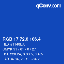 カラーコード: RGB 17 72.8 186.4 | qconv.com