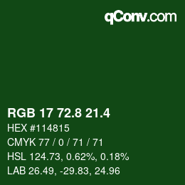 カラーコード: RGB 17 72.8 21.4 | qconv.com