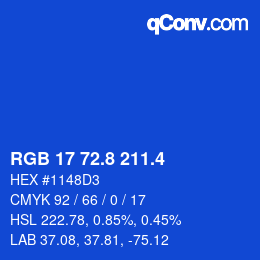 カラーコード: RGB 17 72.8 211.4 | qconv.com
