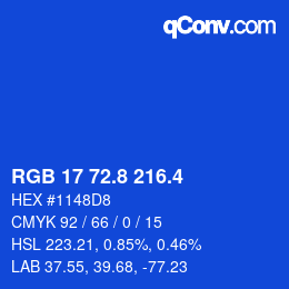 カラーコード: RGB 17 72.8 216.4 | qconv.com