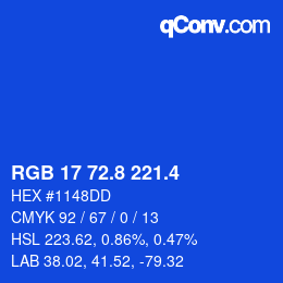 カラーコード: RGB 17 72.8 221.4 | qconv.com