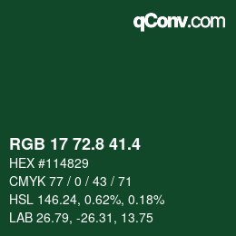 カラーコード: RGB 17 72.8 41.4 | qconv.com