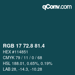 カラーコード: RGB 17 72.8 81.4 | qconv.com
