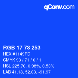 Color code: RGB 17 73 253 | qconv.com