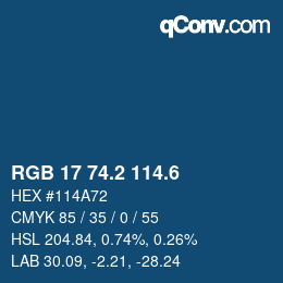 カラーコード: RGB 17 74.2 114.6 | qconv.com
