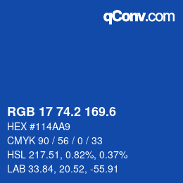 カラーコード: RGB 17 74.2 169.6 | qconv.com