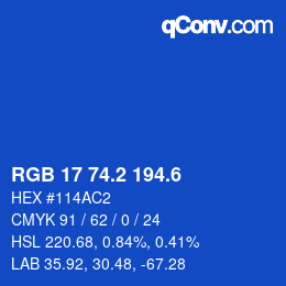 カラーコード: RGB 17 74.2 194.6 | qconv.com