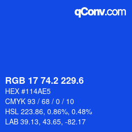 カラーコード: RGB 17 74.2 229.6 | qconv.com