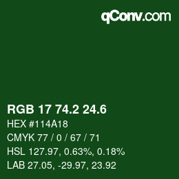カラーコード: RGB 17 74.2 24.6 | qconv.com