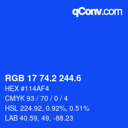 カラーコード: RGB 17 74.2 244.6 | qconv.com