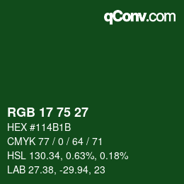 Farbcode: RGB 17 75 27 | qconv.com