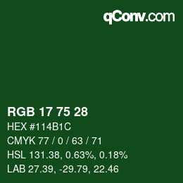 Farbcode: RGB 17 75 28 | qconv.com