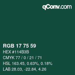 Farbcode: RGB 17 75 59 | qconv.com