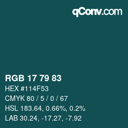 Farbcode: RGB 17 79 83 | qconv.com