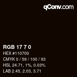 Color code: RGB 17 7 0 | qconv.com