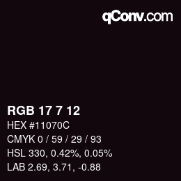 Color code: RGB 17 7 12 | qconv.com