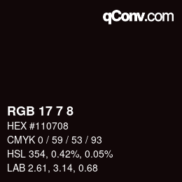 カラーコード: RGB 17 7 8 | qconv.com
