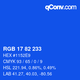 Color code: RGB 17 82 233 | qconv.com