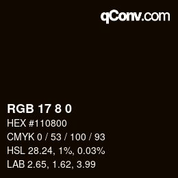 Color code: RGB 17 8 0 | qconv.com