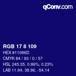 Farbcode: RGB 17 8 109 | qconv.com