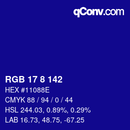 Color code: RGB 17 8 142 | qconv.com