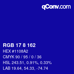 Color code: RGB 17 8 162 | qconv.com