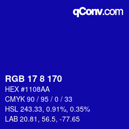 Color code: RGB 17 8 170 | qconv.com